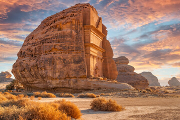 Tomb of the Lion of Kuza, Hegra, in AlUla, Saudi Arabia