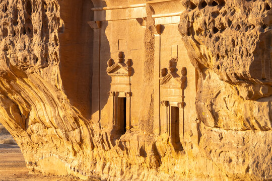 Jabal AlAhmar, ancient tombs of Hegra in AlUla, Saudi Arabia