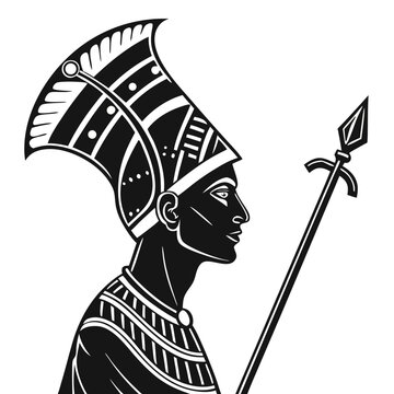Narmer Man Silhouette &ndash; Black Vector Ancient Egyptian Figure Illustration
