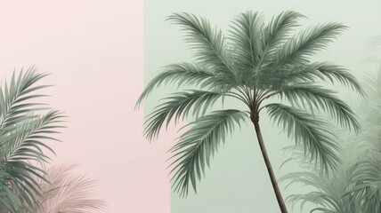 Pastel Palm Trees Against a Soft Color Gradient