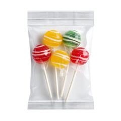 Colorful lollipops in a clear plastic bag