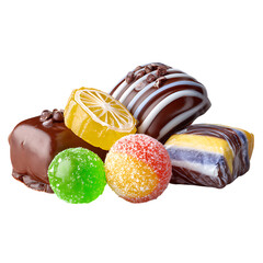 Assorted delicious candies and chocolates.
