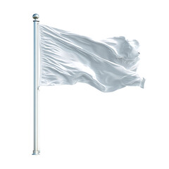 Blank white flag waving on a pole.