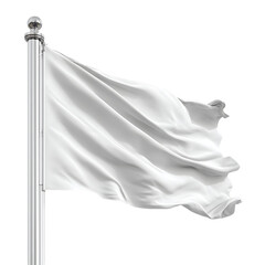 Blank white flag waving in the wind.