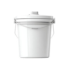 White plastic compost bin with lid and handles.