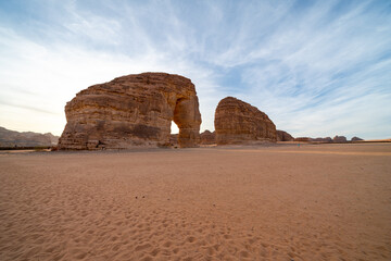 Elephant Rock, amazing sandstone rock formation in AlUla, Saudi Arabia