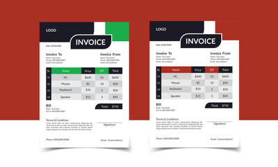 Minimal Corporate Business Invoice design template vector illustration bill form price invoice. Creative invoice template vector. business stationery design payment agreement design template