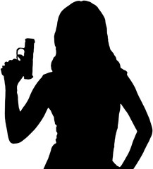 Woman with Gun Silhouette, Female Agent Profile, Action Heroine