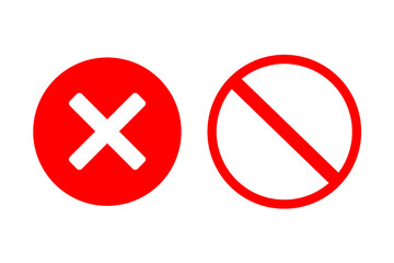 Obraz premium Red Cancel and Prohibition Icons – Vector No Symbol with Cross and Slash Signs