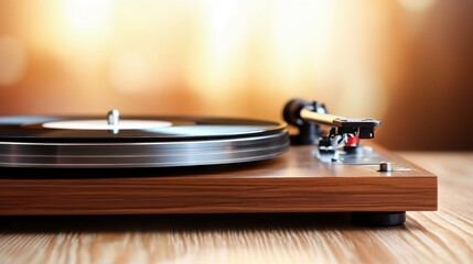 Obraz premium A high-quality turntable plays a vinyl record, offering a nostalgic view into music's rich history and the tactile experience of listening to analog sounds in a modern world.