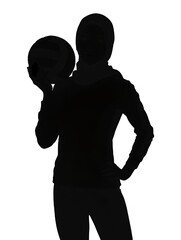silhouette of a young woman with football