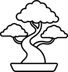 bonsai tree icon, bonsai tree line art - simple line art of bonsai tree, perfect for bonsai tree logos and icons