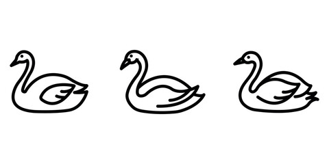 swan-bird outline or line icon design bundle.
