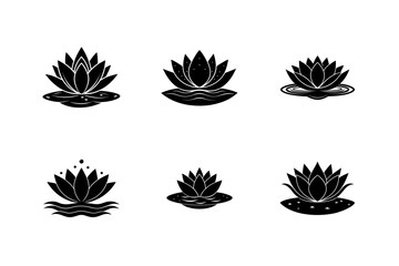 Obraz premium lotus flower floating on water vector art silhouette