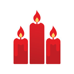 Red burning wax candles vector illustration