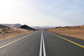 Scenic desert route from AlUla to Medina, Saudi Arabia