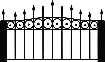iron fence silhouette vector illustration