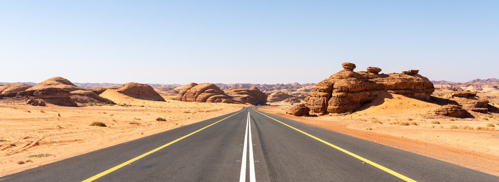 Scenic road between Riyadh and AlUla, Saudi Arabia