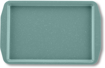 A rectangular, textured tray in a soft teal color, ideal for serving food or organizing items.