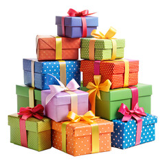 Fototapeta premium Colorful Gift Box Stack On Transparent Background 