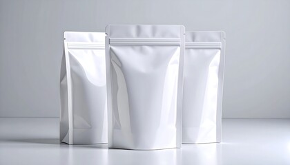 Blank White StandUp Pouches.