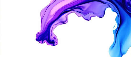 Abstract swirls of blue and purple ink bleeding into white background, image, fluid