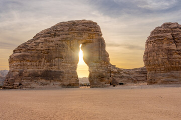Elephant Rock, amazing sandstone rock formation in AlUla, Saudi Arabia