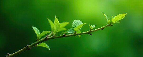 Obraz premium close-up of green plant twig with leaves and tendrils , plant texture, botanical, foliage