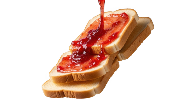 Delicious Sliced Bread with Sweet Strawberry Jam PNG For Design
