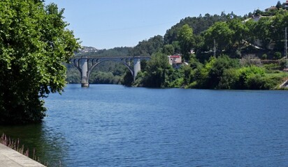 Fototapeta premium Old bridge crossing the Douro in Entre dos Rios, Portugal