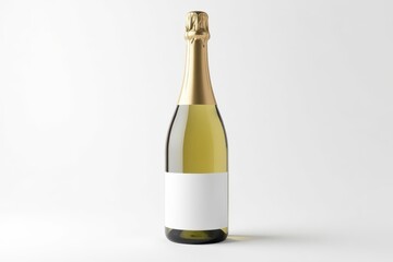 Elegant champagne bottle, blank label, isolated white background, bottle, festivity