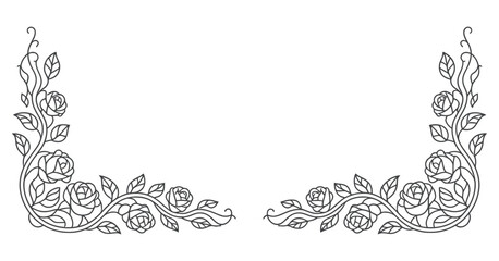 Ornate Rose Corner Decor in a Monoline Style