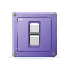 Cartoon Light Switch Illustration Light Control Electrical Panel Toggle Electricity Energy Power Button Square Purple Grey On Off