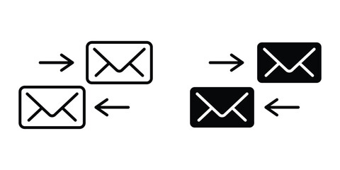Email Transfer Icon Set for Communication, Data Exchange, and File Sharing. email transfer icon in thin or outline.