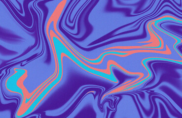 Electric purple blue liquid abstract art with neon accents. Faded colours in a digital grain dust noise fluid. Synthwave fashion Dusted liquid flows, distinctive abstract design for a banner poster