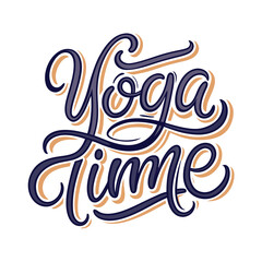 Yoga Time Calligraphy Handwritten Lettering for posters, , T-Shirts.