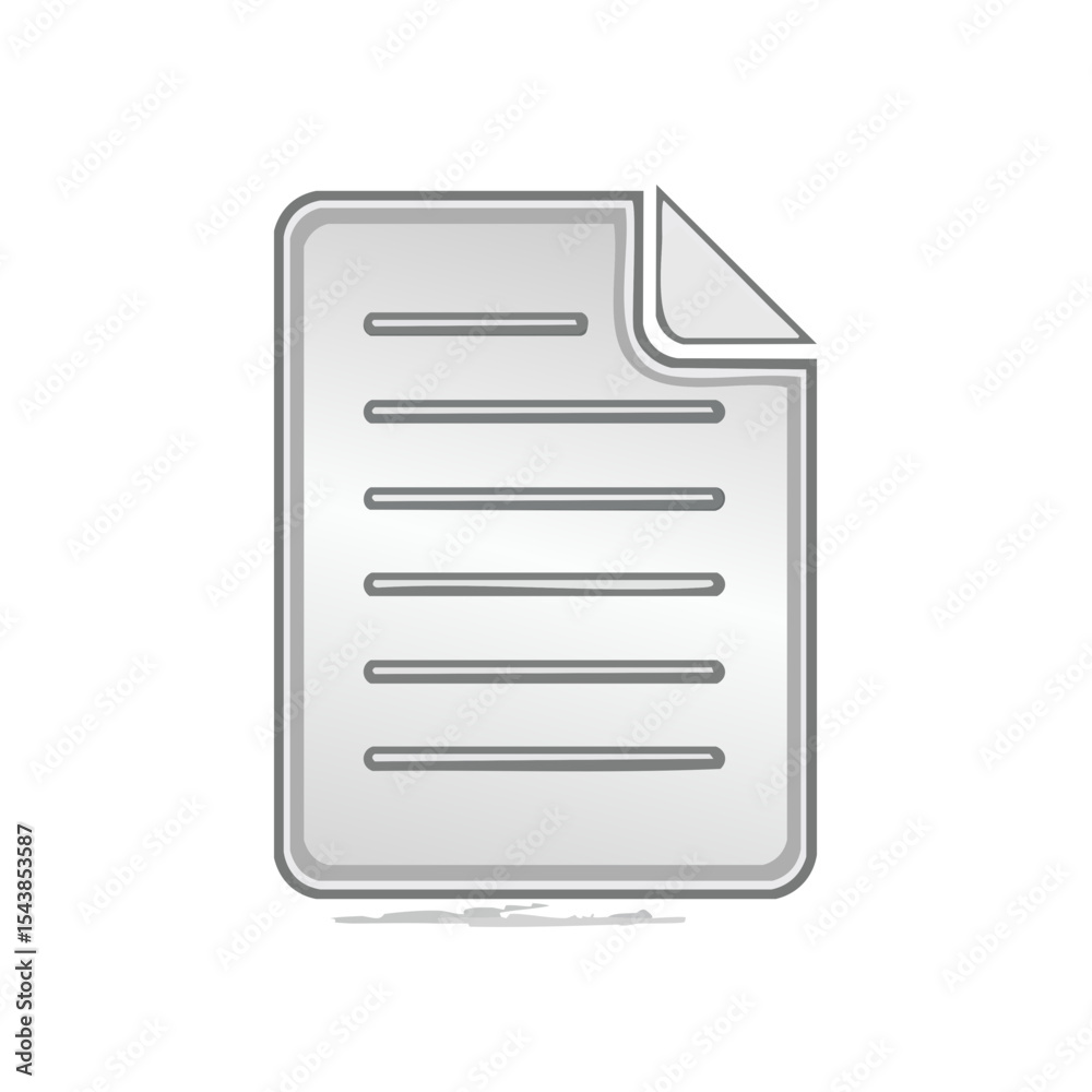 Poster Shiny document icon with curled corner and text lines for reports and data processing