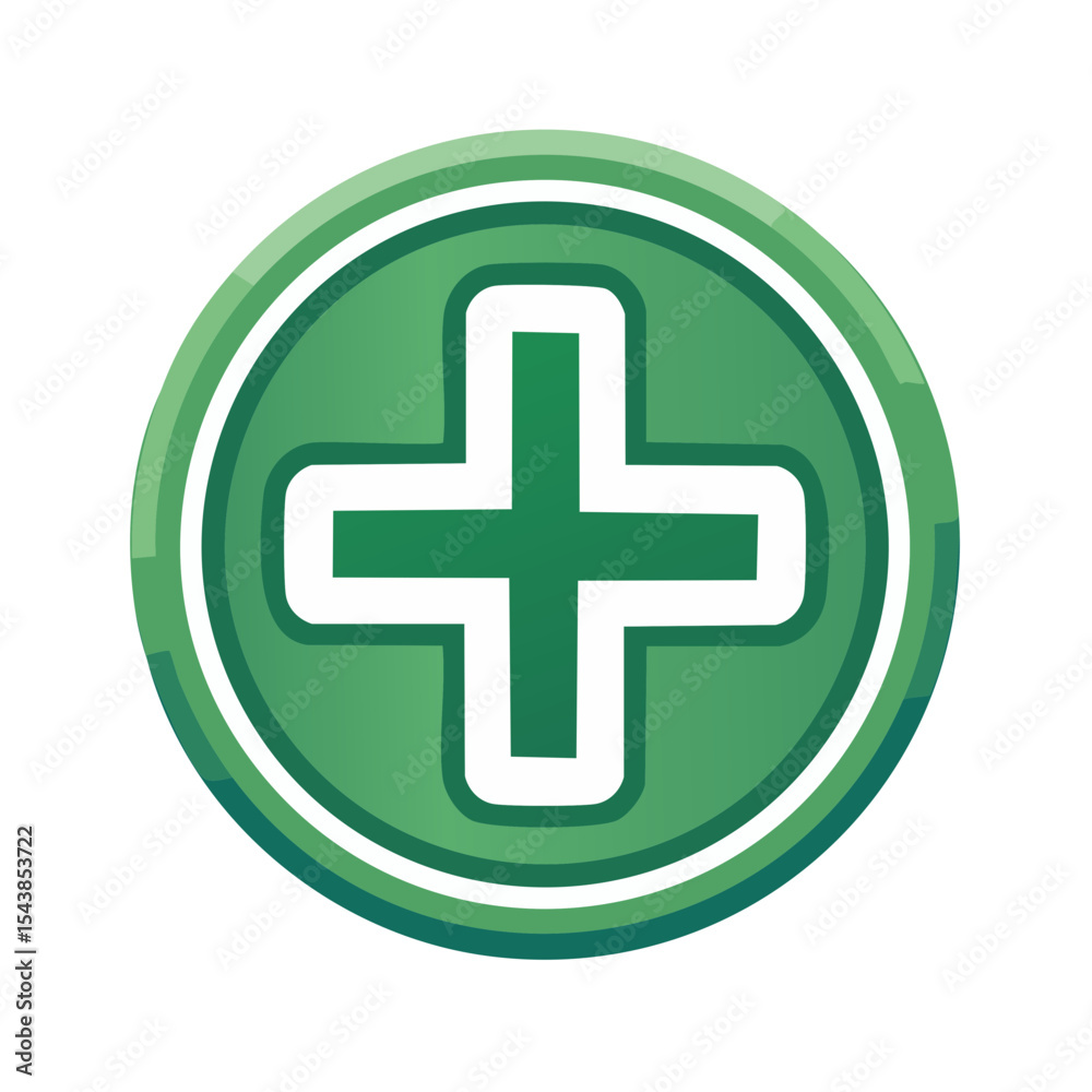 Poster green plus sign icon add button in a circle for ui ux design and web interface isolated on black bac