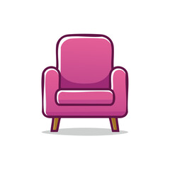 Fototapeta premium Cartoon illustration of a pink chair with wooden legs on a black background