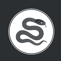 Simple black and white snake graphic design element