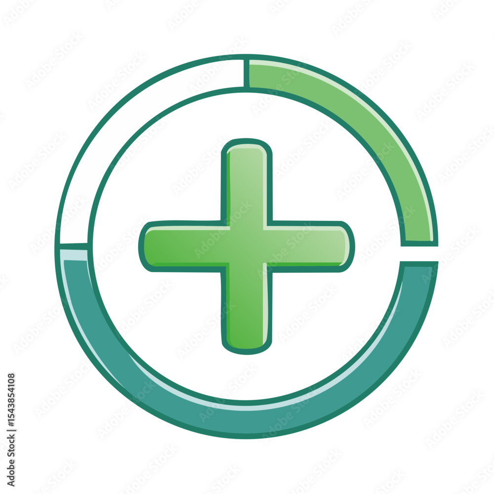 Poster green plus symbol with circular progress bar graphic addition update loading design element