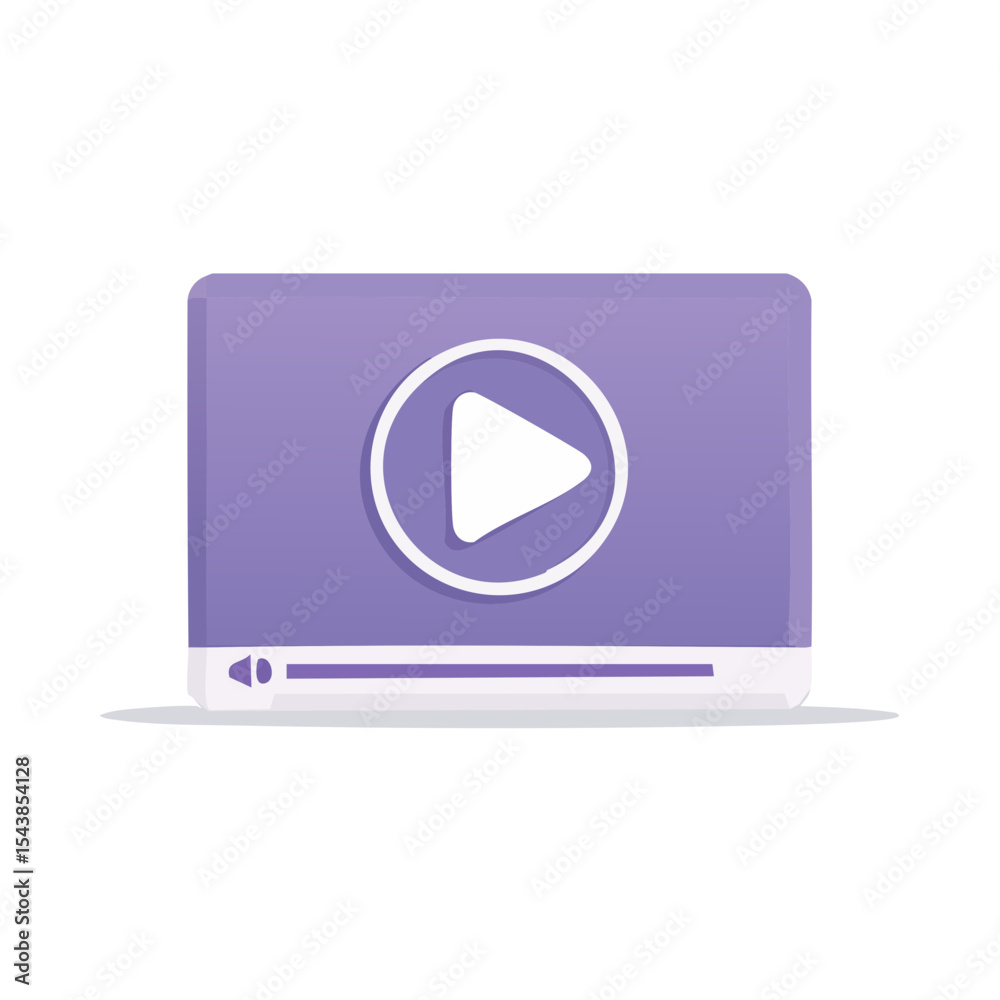 Poster video player interface icon on screen for media playback. watch content and stream multimedia for we
