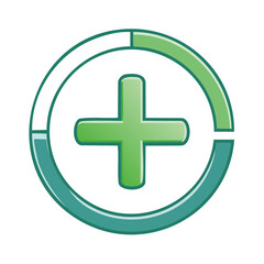 Obraz premium Green Plus Symbol with Circular Progress Bar Graphic Addition Update Loading Design Element