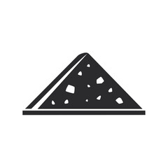 Graphical Icon of Trapezoid Sand Cake with White Pieces on Dark Background