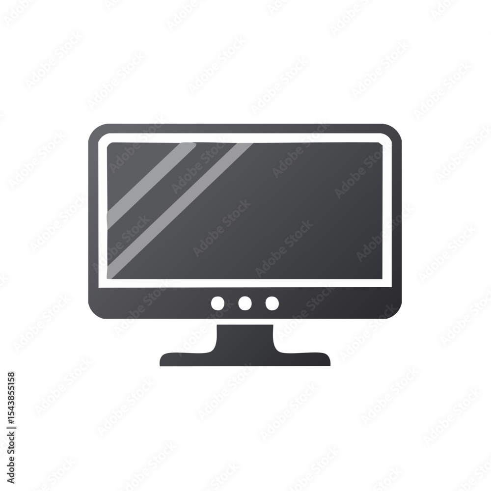 Poster isolated gray desktop computer display monitor with a flat screen on a black background