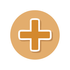 Obraz premium Orange Plus Sign in Circle with White Border on Black Background