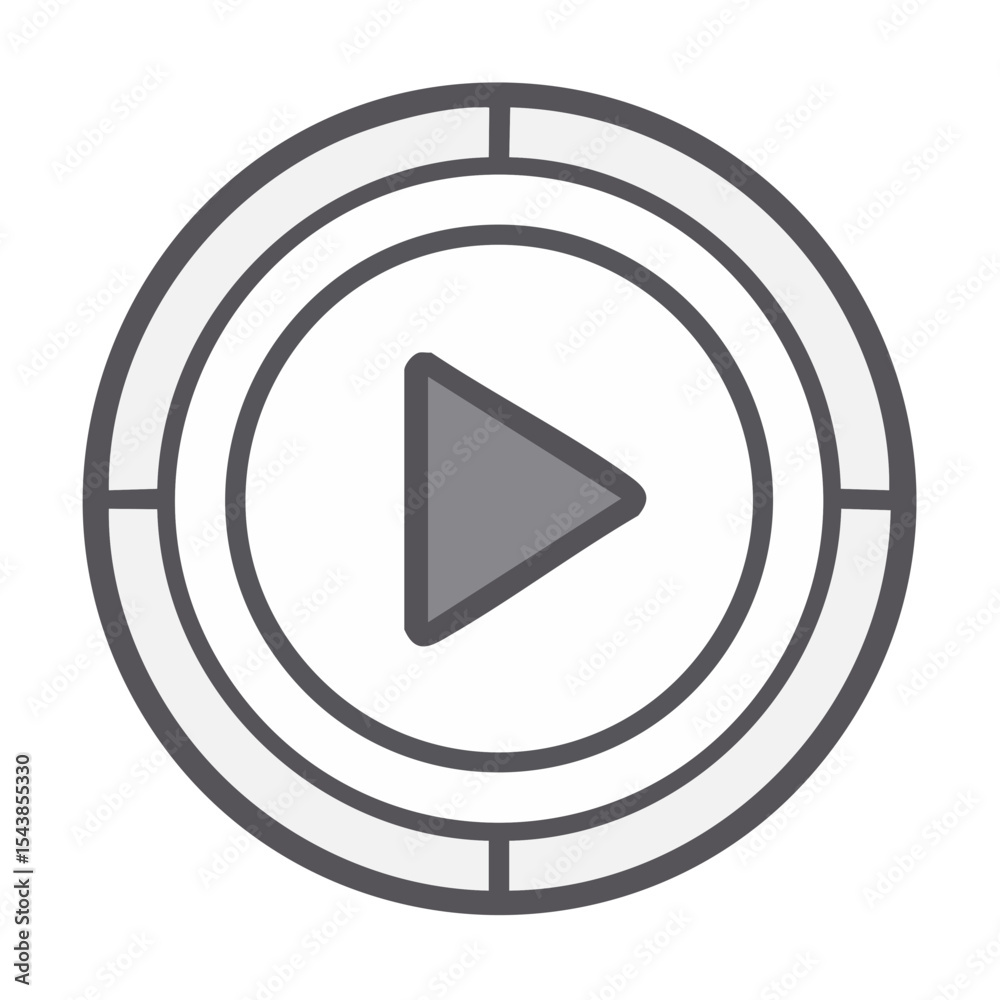 Poster play button vector icon in circle shape for web design and multimedia playback interface application