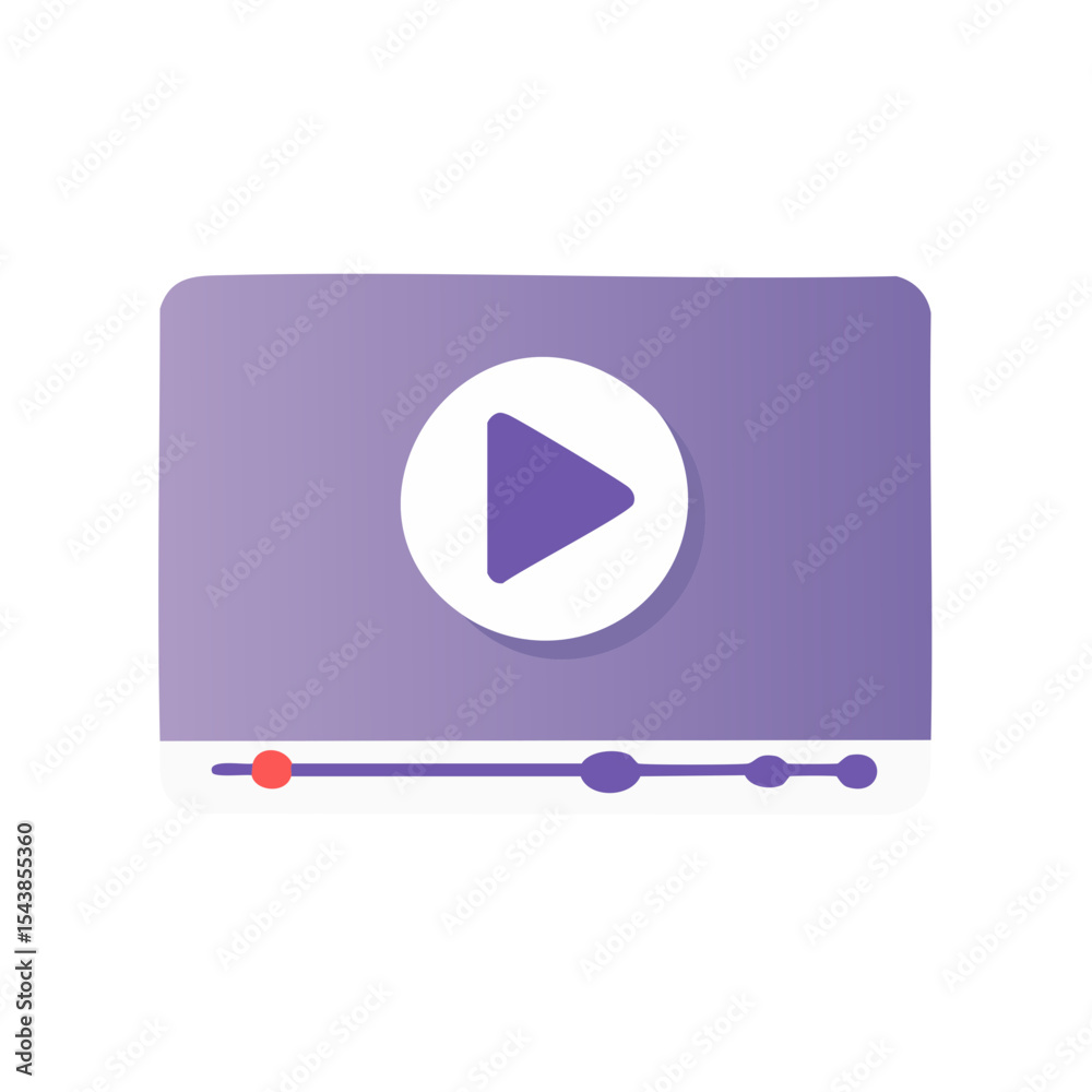 Poster digital media player interface with play button and loading progress bar in purple theme providing s