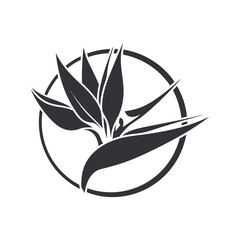 Stylized Black and White Bird of Paradise Flower Design