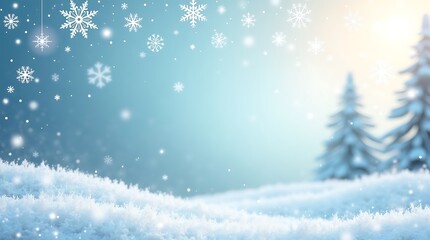 Subtle Snowflake Layer Postcard Template, Soft Glow, Central Message Area